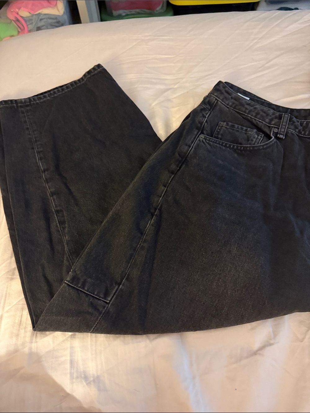 ❣️🆕rag & bone Charlie High-Rise Wide-Leg Barrel Jeans in Stone Black $268 MSRP❣️